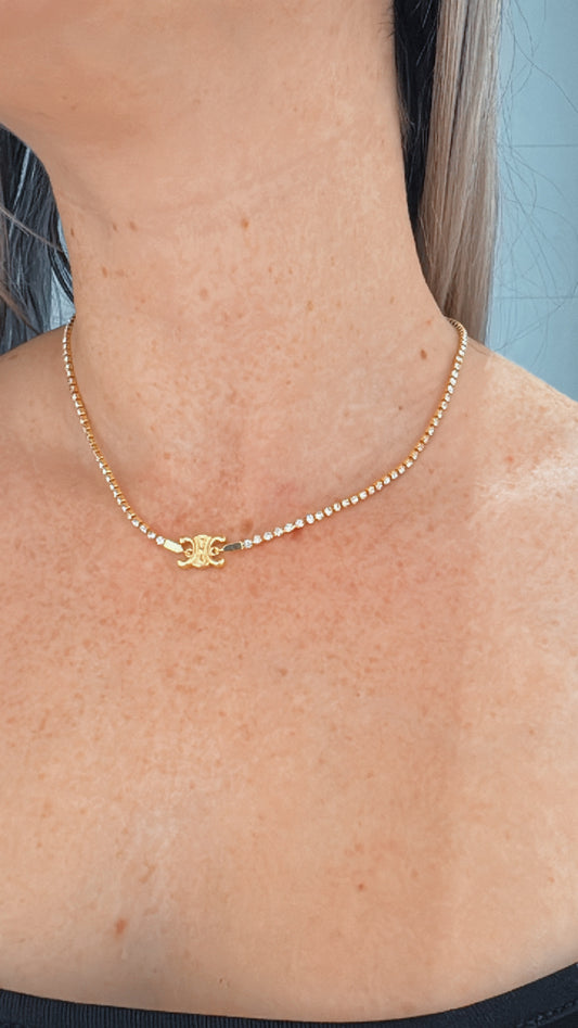 C GOLD ZIRCONIA NECKLACE