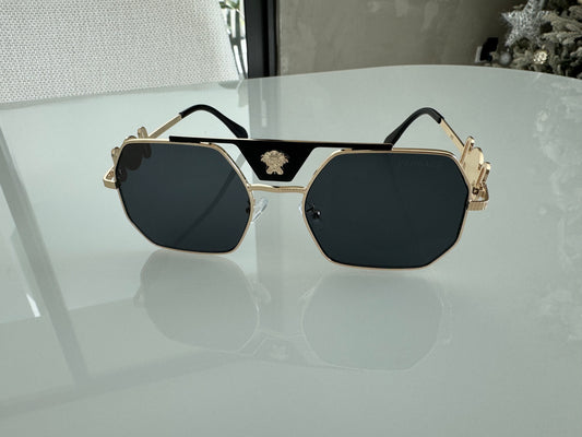 V BLACK AND GOLD SUNGLASSES